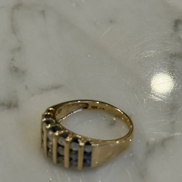 10k GOLD & DIAMOND Three-Row Cluster Band Ring, Yellow Circa 1980s–90s - Picture 7 of 8